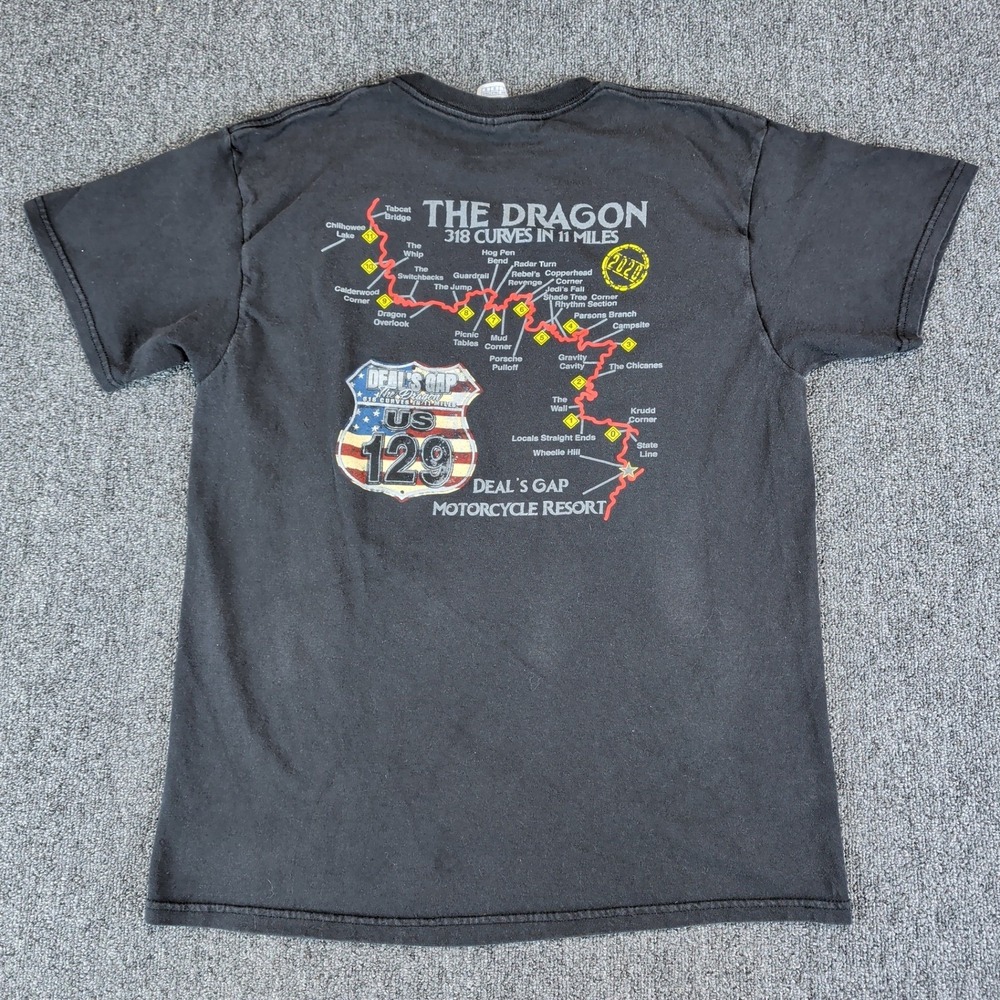 Delta Vintage Motorcycle Shirt Mens L Black Cotton Deals Gap Tail of the Dragon — photo 2